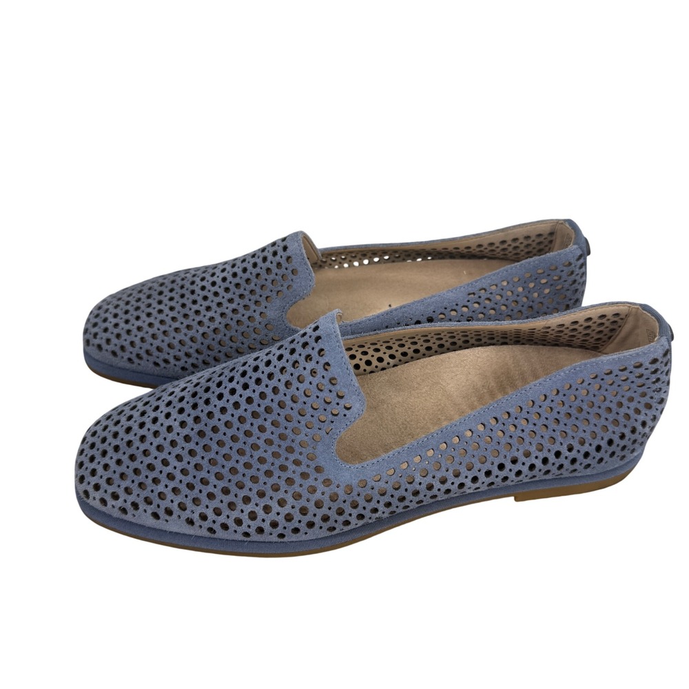 Vionic Willa 2.0 Perf Blue Suede Perforated Loafers Flats 7.5 Slip On Preppy